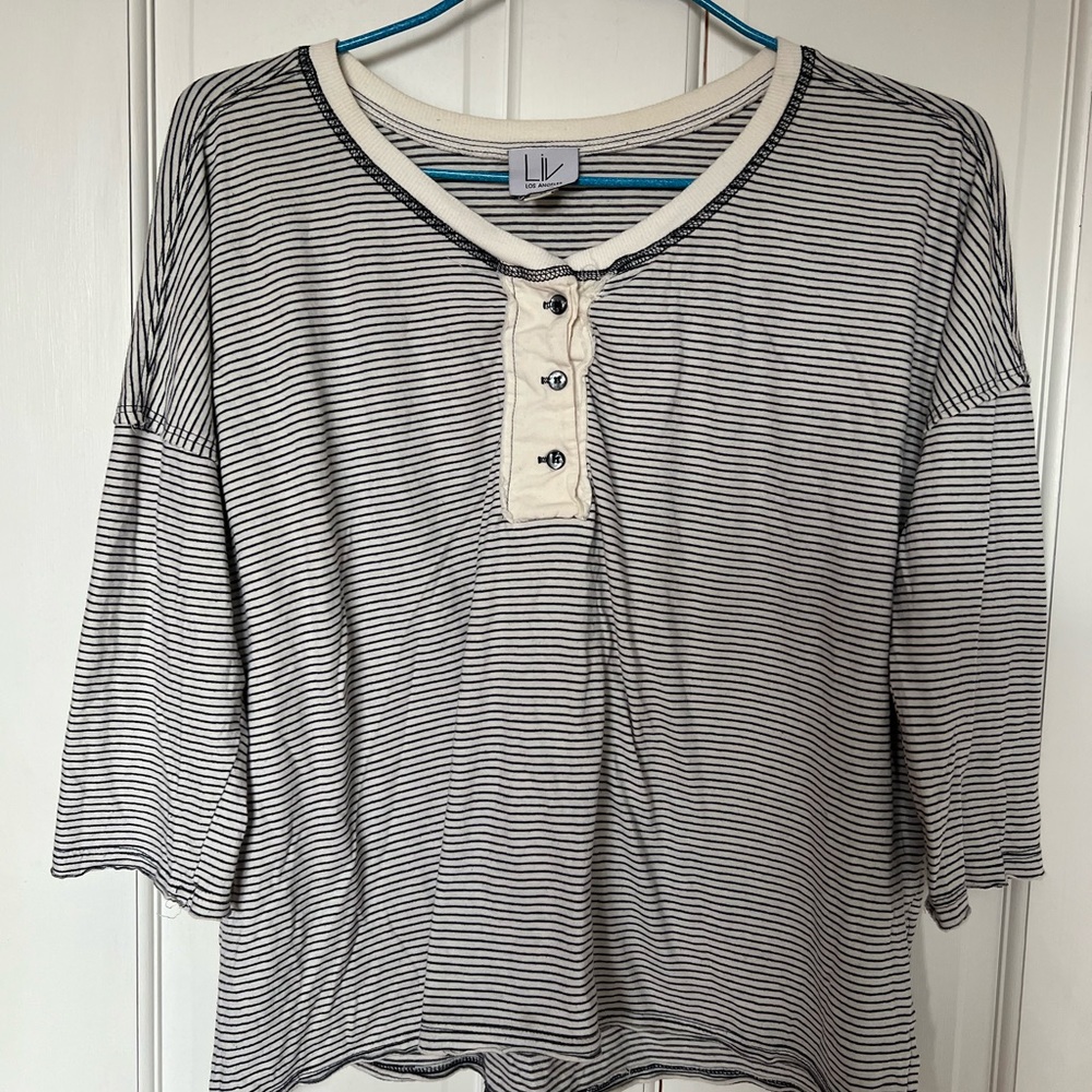 Lil Los Angeles full cotton 3/4 sleeve 1/4 button pullover